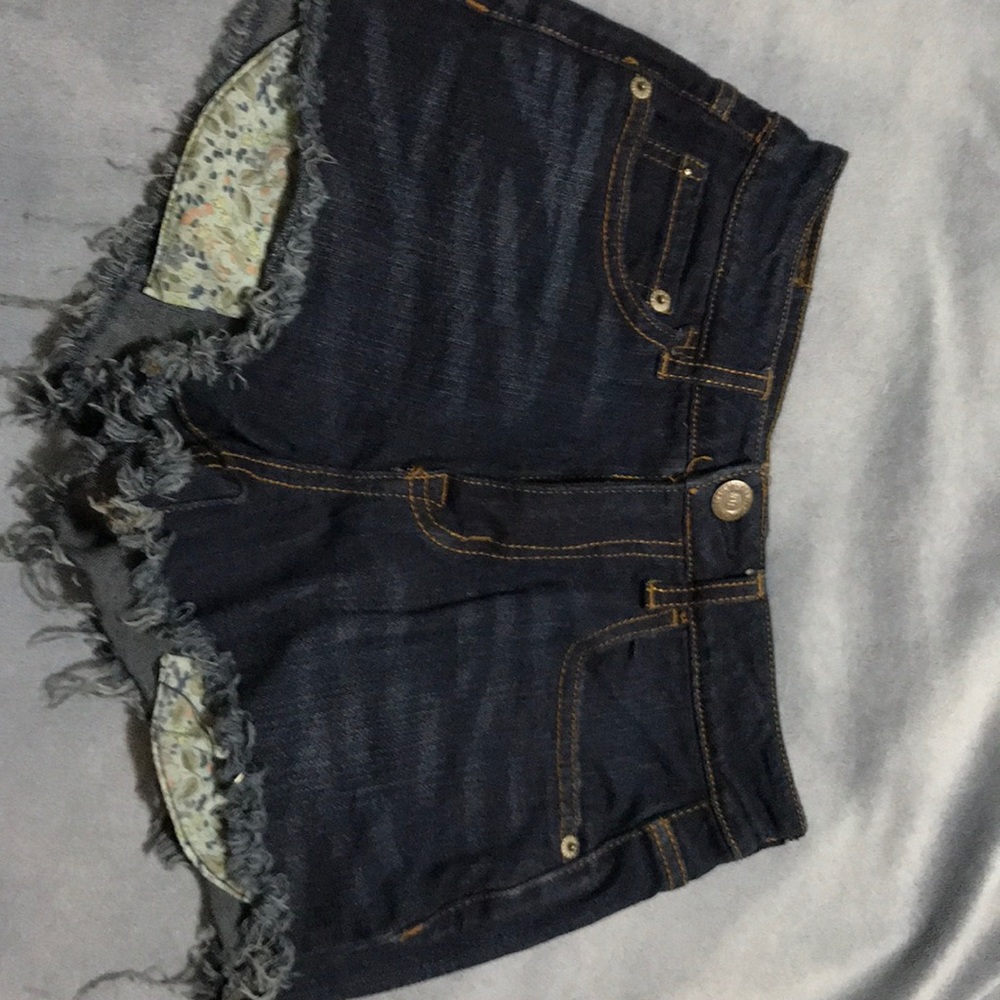 High waisted dark blue shorts